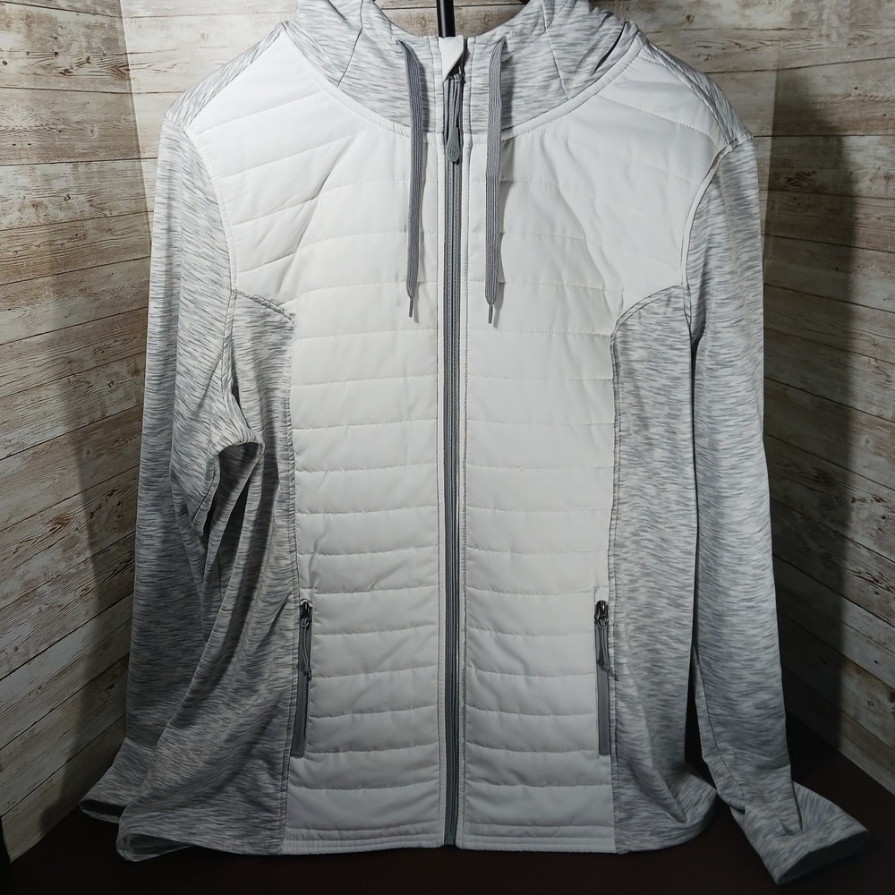 Jockey Women's White and Gray Active Wear Hooded Full Zip Jacket Sz XXL